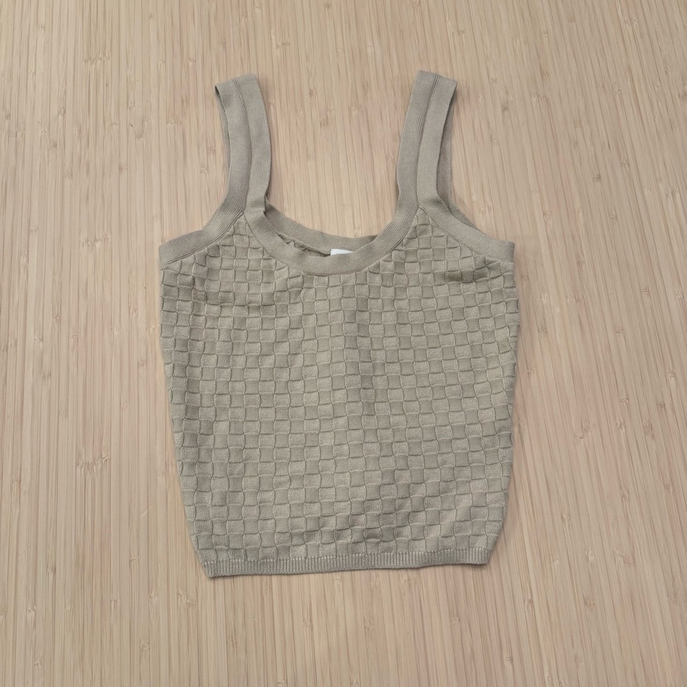 Abercrombie & Fitch Tan checkered knit Tank Top small